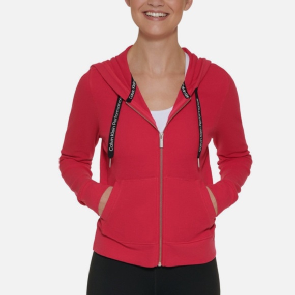 calvin klein Tops - CALVIN KLEIN PERFORMANCE Zip-Up Thermal Hoodie PFGJ4175 Grenadine XXL NWT $59.50